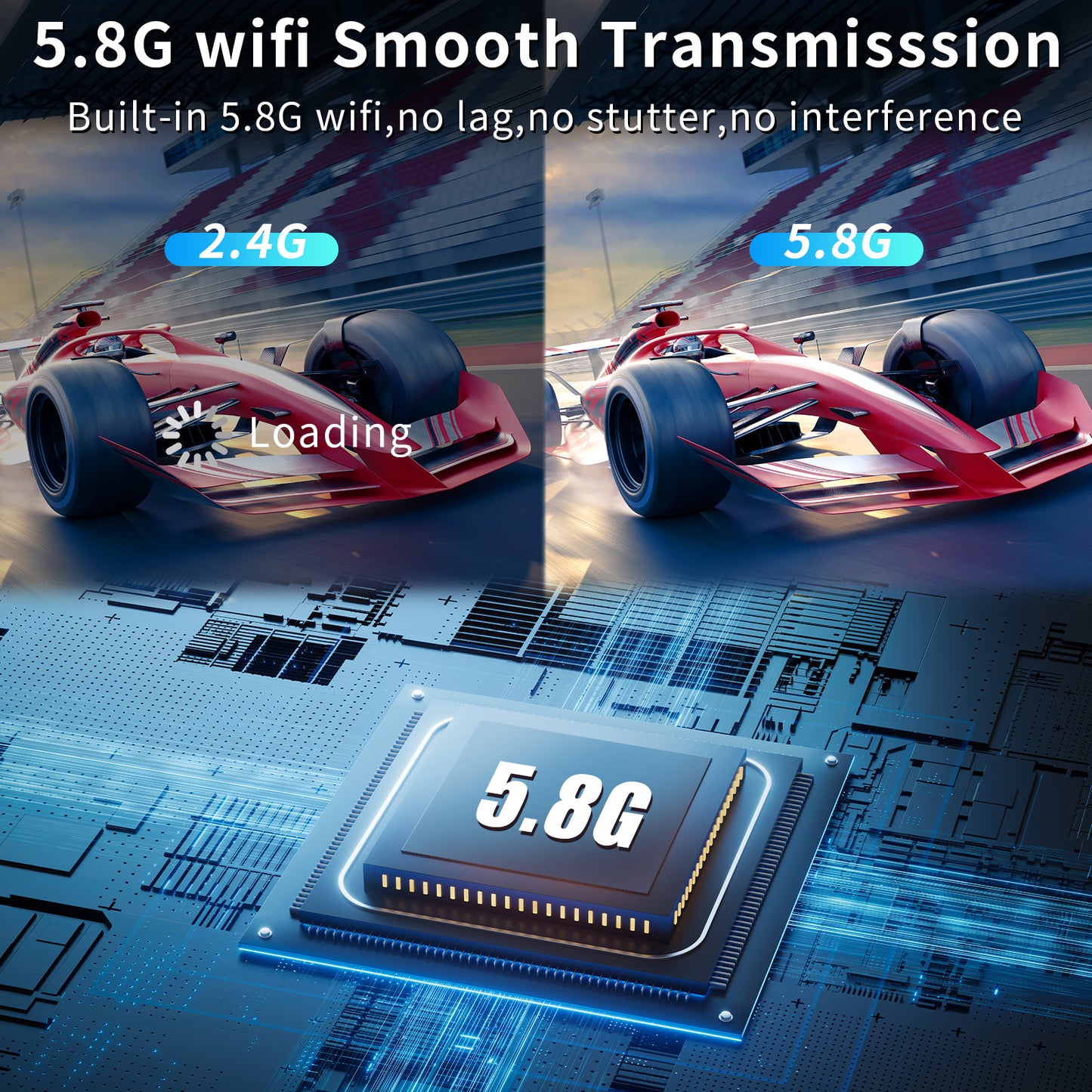 Wireless HDMI Transmitter and Receiver,165ft/50m Wireless HDMI for 4K Decode Input 1080P Output,Plug&Play Portable 2.4G/5.8G for Video and Audio to Monitor from PC/Projector/TV Box,with Display Screen